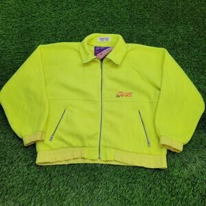 Vintage 90s APS CB Jacket 2XL 26x27 Green Neon Fleece
